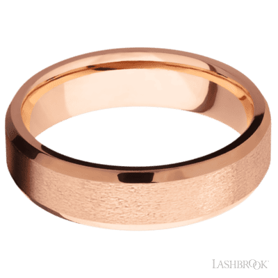6 mm wide Beveled 14K Rose Gold band.