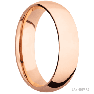 6 mm wide Domed 14K Rose Gold band.
