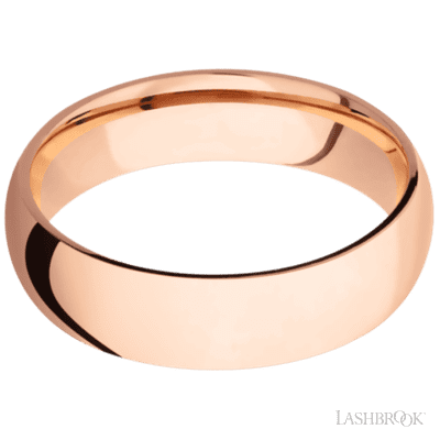 6 mm wide Domed 14K Rose Gold band.