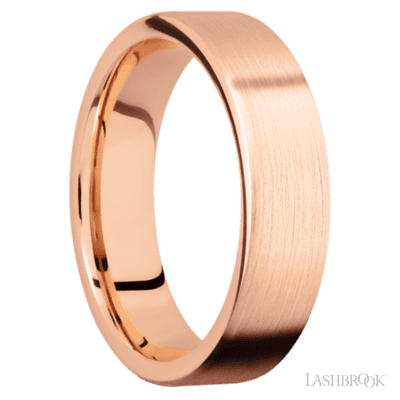 6 mm wide Flat 14K Rose Gold band.