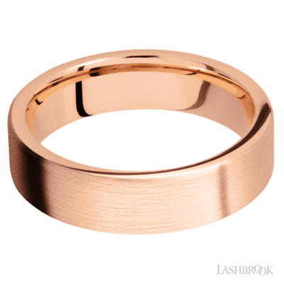 6 mm wide Flat 14K Rose Gold band.