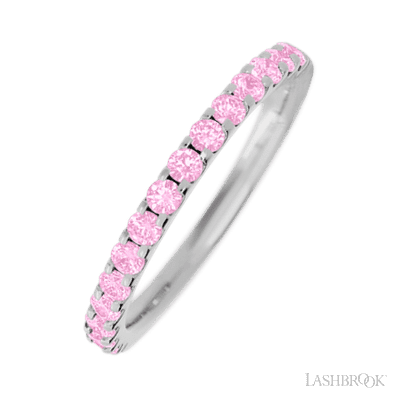 14K White Gold band with 15 Round Light Pink Sapphire having TCW-.45