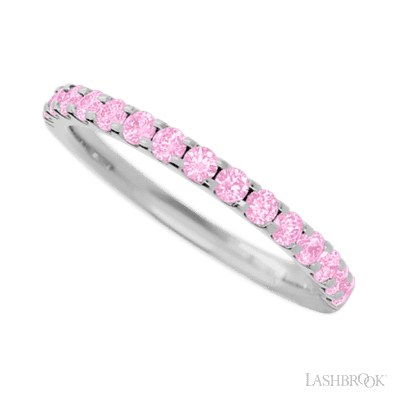 14K White Gold band with 15 Round Light Pink Sapphire having TCW-.45