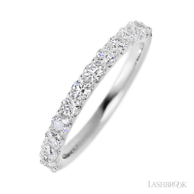 14K White Gold band with 13 Round Lab Grown Diamond having TCW-.65