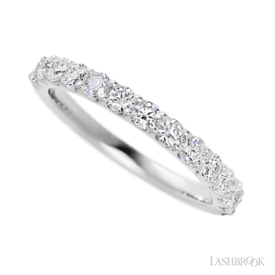 14K White Gold band with 13 Round Lab Grown Diamond having TCW-.65