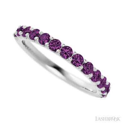14K White Gold band with 13 Round Purple Diamond having TCW-.65