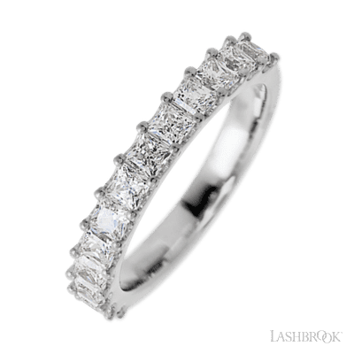 14K White Gold band with 13 Princess Lab Grown Diamond having TCW-1.3