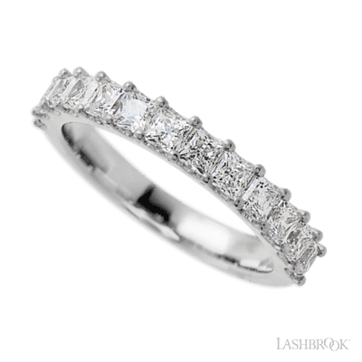 14K White Gold band with 13 Princess Lab Grown Diamond having TCW-1.3