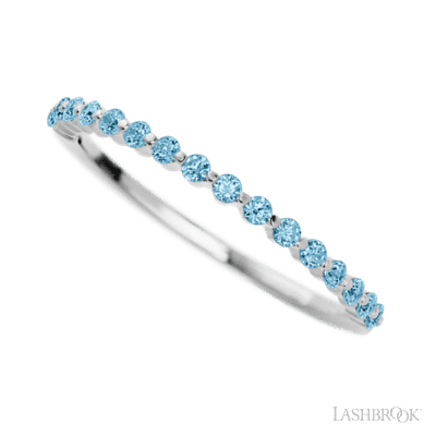 14K White Gold band with 15 Round Aqua Diamond having TCW-.22