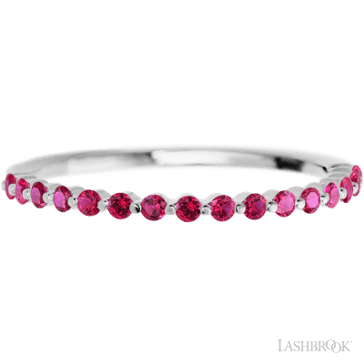 14K White Gold band with 15 Round Ruby having TCW-.22