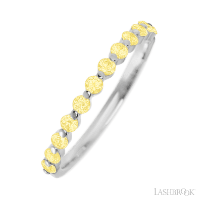 14K White Gold band with 12 Round Light Yellow Sapphire having TCW-.36