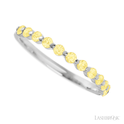 14K White Gold band with 12 Round Light Yellow Sapphire having TCW-.36