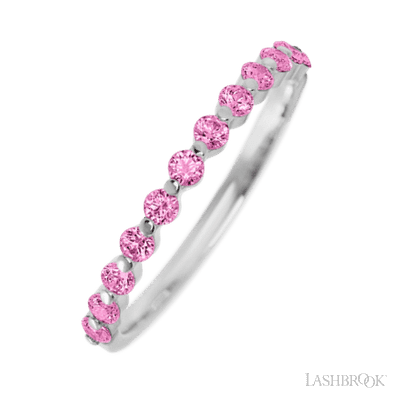 14K White Gold band with 12 Round Pink Sapphire having TCW-.36