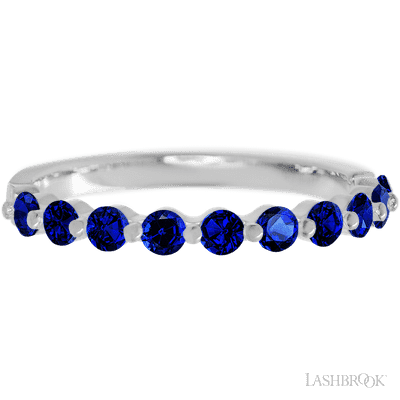 14K White Gold band with 10 Round Sapphire having TCW-.5