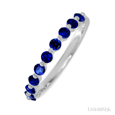 14K White Gold band with 10 Round Sapphire having TCW-.5