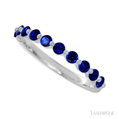 14K White Gold band with 10 Round Sapphire having TCW-.5