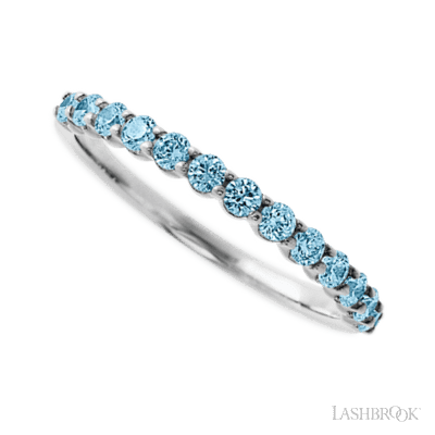 14K White Gold band with 13 Round Aqua Diamond having TCW-.39