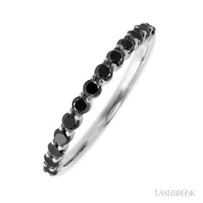 14K White Gold band with 13 Round Black Diamond having TCW-.39