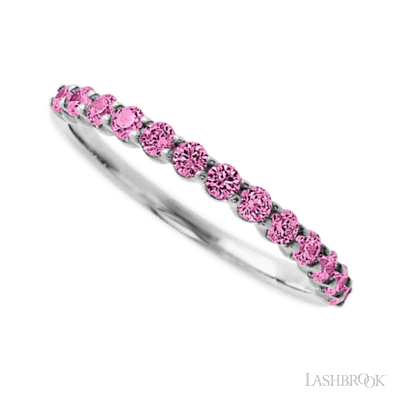 14K White Gold band with 13 Round Pink Sapphire having TCW-.39