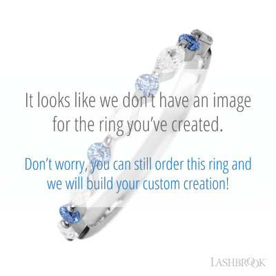 14K White Gold band with alternating 4 Round Denim Sapphire and 5 Marquise Lab Grown Diamond having TCW-.47
