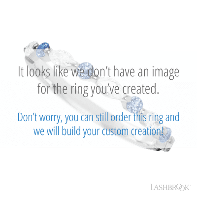 14K White Gold band with alternating 4 Round Denim Sapphire and 5 Marquise Lab Grown Diamond having TCW-.47