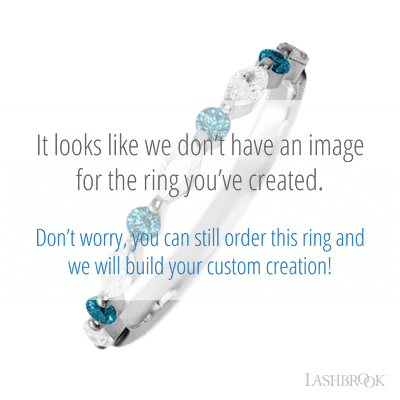 14K White Gold band with alternating 4 Round Ocean Blue Diamond and 5 Marquise Lab Grown Diamond having TCW-.47