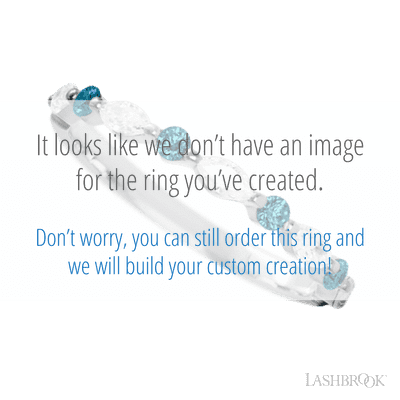 14K White Gold band with alternating 4 Round Ocean Blue Diamond and 5 Marquise Lab Grown Diamond having TCW-.47