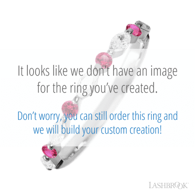 14K White Gold band with alternating 4 Round Ruby and 5 Marquise Lab Grown Diamond having TCW-.47