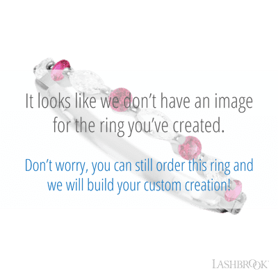 14K White Gold band with alternating 4 Round Ruby and 5 Marquise Lab Grown Diamond having TCW-.47