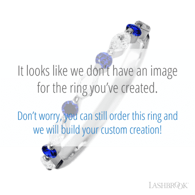 14K White Gold band with alternating 4 Round Sapphire and 5 Marquise Lab Grown Diamond having TCW-.47