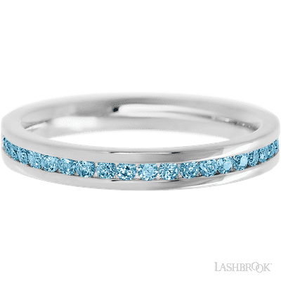 14K White Gold band with 21 Round Aqua Diamond having TCW-.32