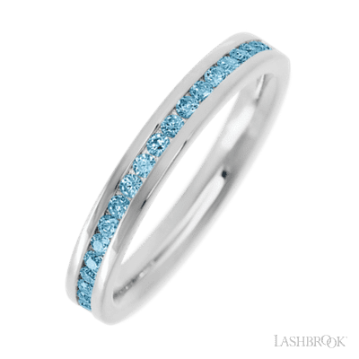 14K White Gold band with 21 Round Aqua Diamond having TCW-.32