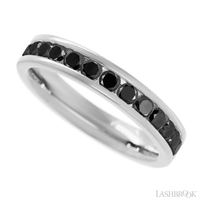 14K White Gold band with 13 Round Black Diamond having TCW-.65