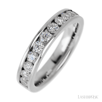14K White Gold band with 11 Round Lab Grown Diamond having TCW-.77
