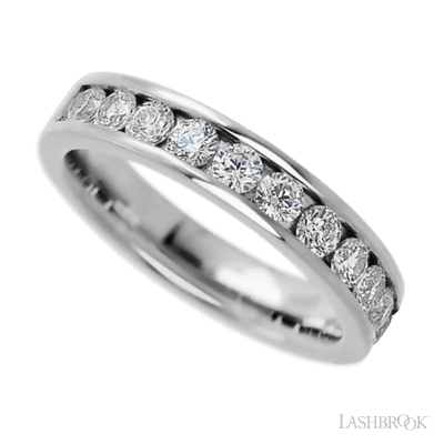14K White Gold band with 11 Round Lab Grown Diamond having TCW-.77