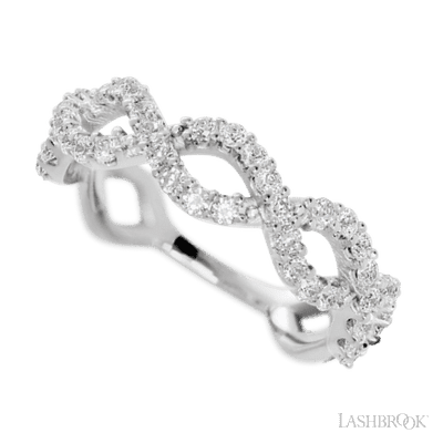 14K White Gold band with 46 Round Lab Grown Diamond having TCW-.69