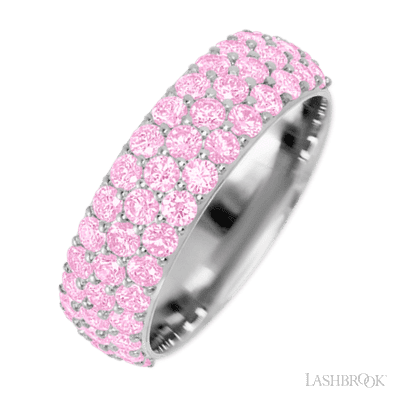14K White Gold band with 46 Round Light Pink Sapphire having TCW-1.38
