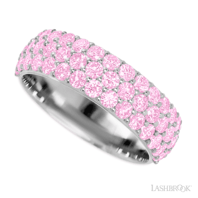 14K White Gold band with 46 Round Light Pink Sapphire having TCW-1.38