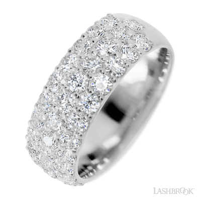 14K White Gold band with 43 Round Lab Grown Diamond having TCW-2.15