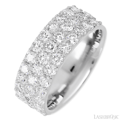 14K White Gold band with 37 Round Lab Grown Diamond having TCW-1.85