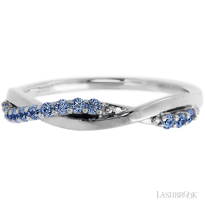 14K White Gold band with 13 Round Denim Sapphire having TCW-.2