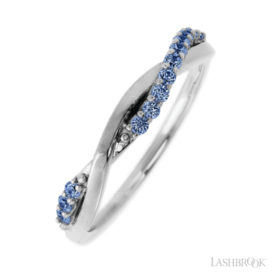 14K White Gold band with 13 Round Denim Sapphire having TCW-.2