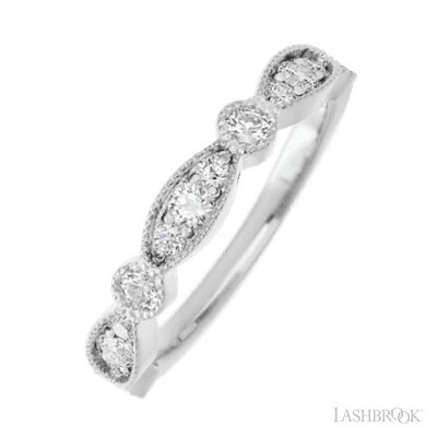 14K White Gold band with alternating 7 Round Lab Grown Diamond and 6 Round Lab Grown Diamond having TCW-.47