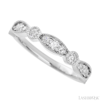 14K White Gold band with alternating 7 Round Lab Grown Diamond and 6 Round Lab Grown Diamond having TCW-.47