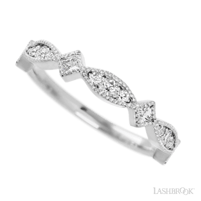 14K White Gold band with alternating 7 Round Lab Grown Diamond, 6 Round Lab Grown Diamond and 4 Princess Lab Grown Diamond having TCW-.51