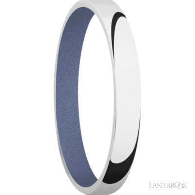 3 mm wide Domed 14K White Gold band featuring a Crushed Orchid sleeve.