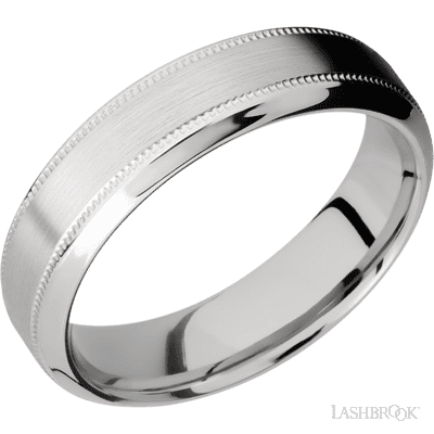 6 mm wide High Bevel Milgrain 14K White Gold band.