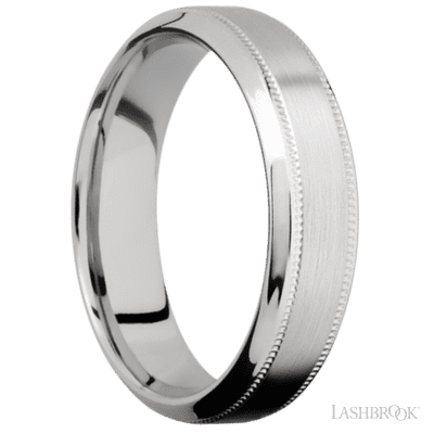 6 mm wide High Bevel Milgrain 14K White Gold band.