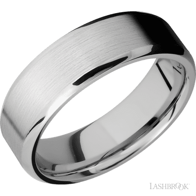 7 mm wide Beveled 14K White Gold band.
