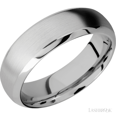 7 mm wide Domed Bevel 14K White Gold band.